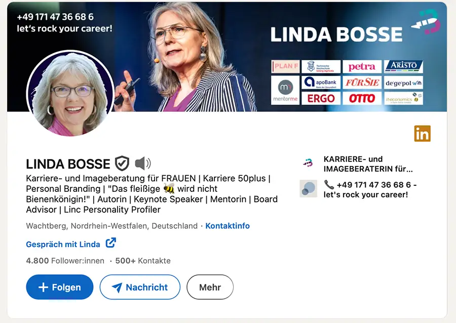 LinkedIn Banner - Image- und Karriereberatung mit Linda Bosse